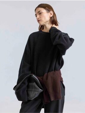 Almina Concept Black Crewneck Sweater Cashmere Wool